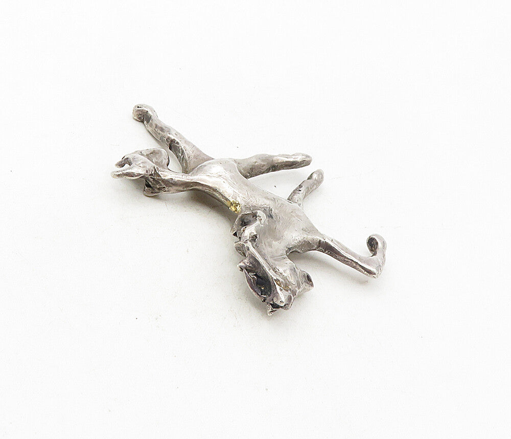 925 Sterling Silver  Vintage Dark Tone Sculpted Galloping Horse Trinket TR1447