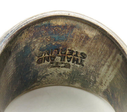 SIAM 925 Sterling Silver  Vintage Enamel Striped Dome Band Ring Sz 7  RG16678