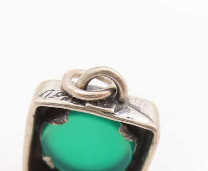 925 Sterling Silver Vintage Pendant Gemstone Geometric Serenity Charm  PT24857