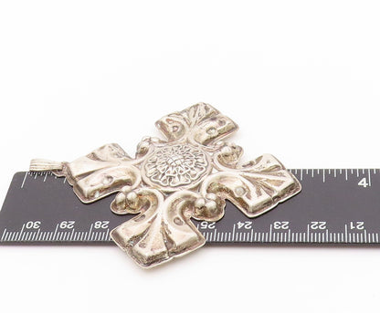 925 Sterling Silver Vintage Pendant REED & BARTON Antique Floral Carved  PT24038