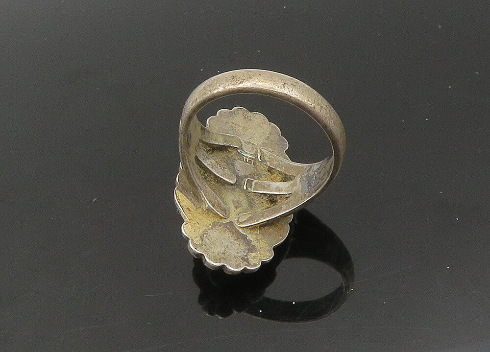 925 Sterling Silver Vintage Turquoise Cocktail Ring Sz 5 RG22156