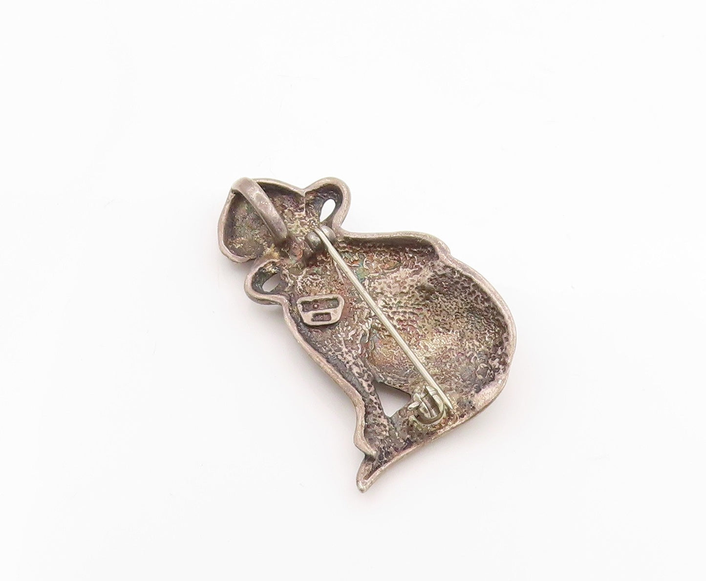 925 Sterling Silver Vintage Brooch DOBBS Dark Tone Curled Cat Sculpture  BP11773