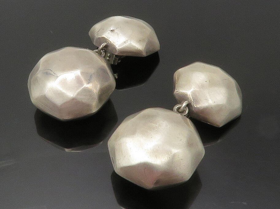 BARRA 925 Sterling Silver Vintage Hammered Non Pierce Dangle Earrings  EG6478