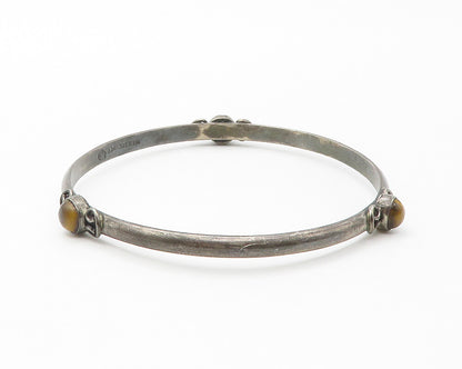 MEXICO 925 Sterling Silver  Vintage Tiger's Eye Swirl Bangle Bracelet  BT5766
