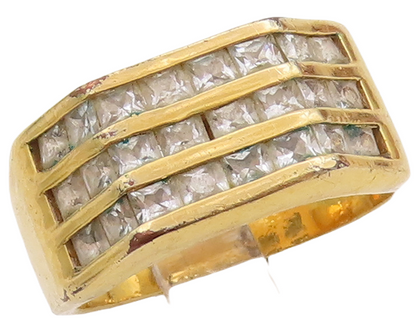 925 Sterling Silver Vintage Ring EDCO Gold Plated Topaz Bands  Sz 7.5  RG28935
