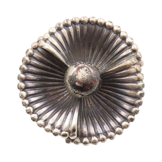 925 Sterling Silver Vintage Ring Dark Tone Cutout Grooved Flower  SZ 8  RG32007