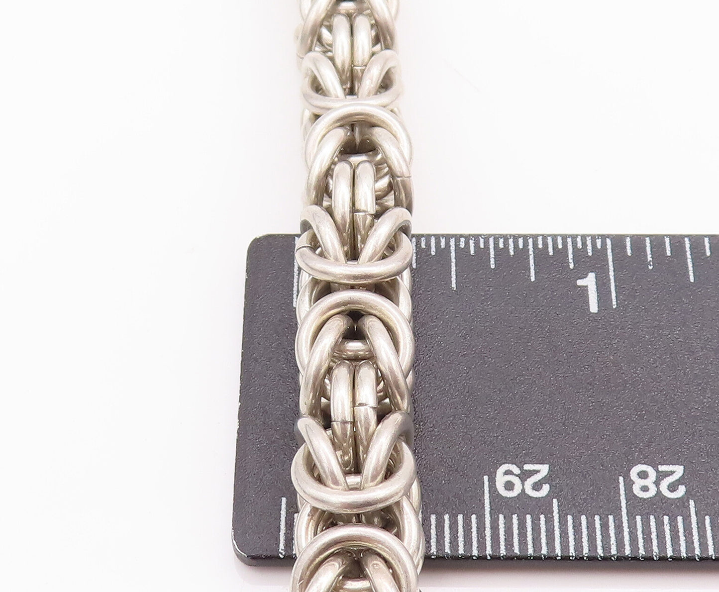 925 Sterling Silver Vintage Bracelet Byzantine Chain Garnet Toggle Lock  BT10508