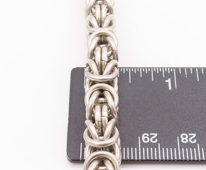 925 Sterling Silver Vintage Bracelet Byzantine Chain Garnet Toggle Lock  BT10508