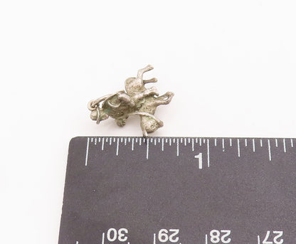 925 Sterling Silver Vintage Pendant Mini Soldier On Horse Carved Charm  PT22908