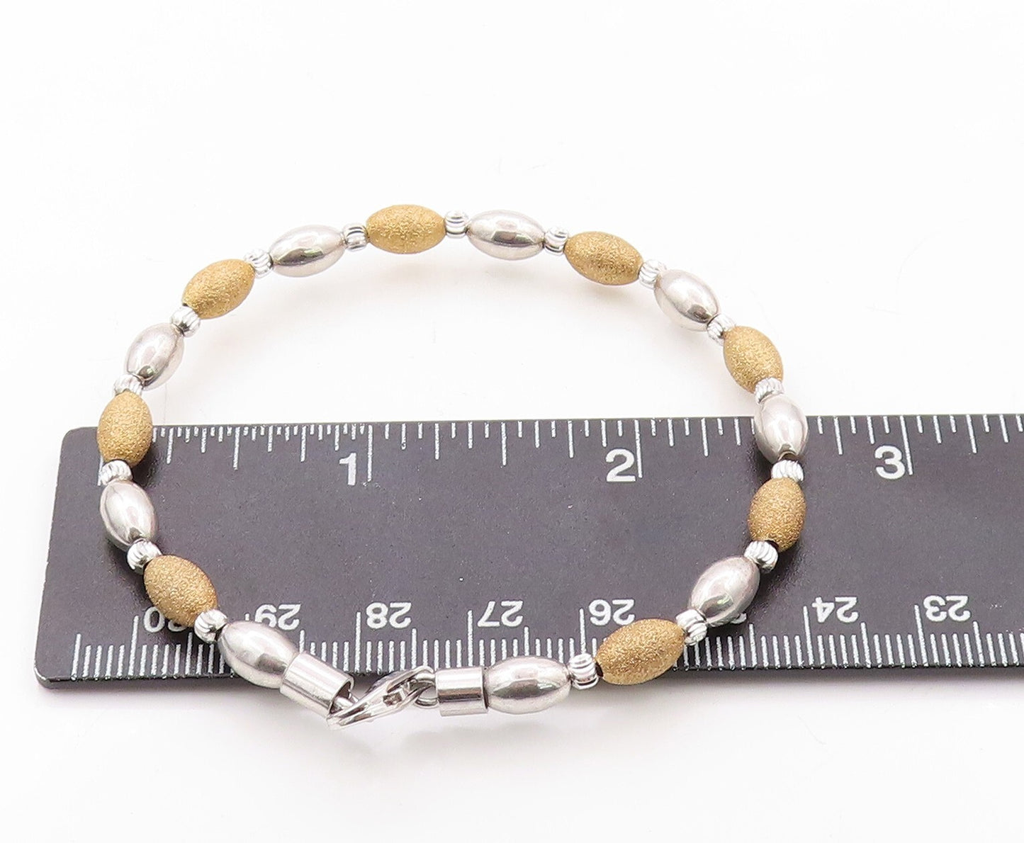 925 Sterling Silver Vintage Bracelet Solid Sparkly Beaded Bands Set  BT10923