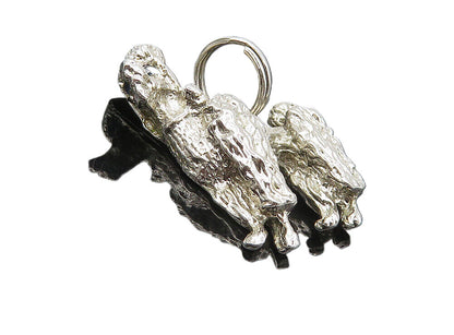 M&M 925 Sterling Silver  Vintage Petite Blue Topaz Poodle Dog Pendant  PT7009