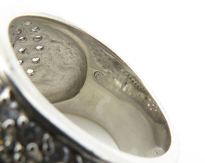 925 Silver  Cubic Zirconia & Hematite Snake & Lizard Band Ring Sz 5  RG18122