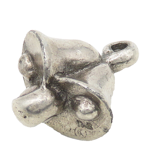 RAB 925 Sterling Silver  Vintage Two Bells Shiny Smooth Pendant  PT14467