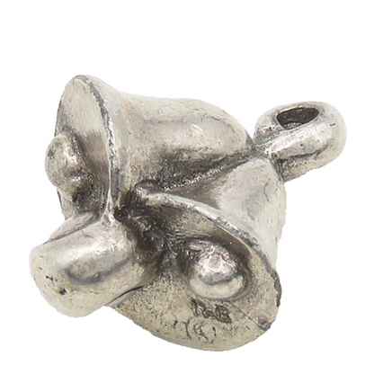 RAB 925 Sterling Silver  Vintage Two Bells Shiny Smooth Pendant  PT14467