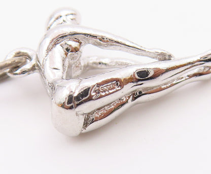 925 Sterling Silver  Vintage Petite Shiny Gymnast Sports Motif Pendant PT17833