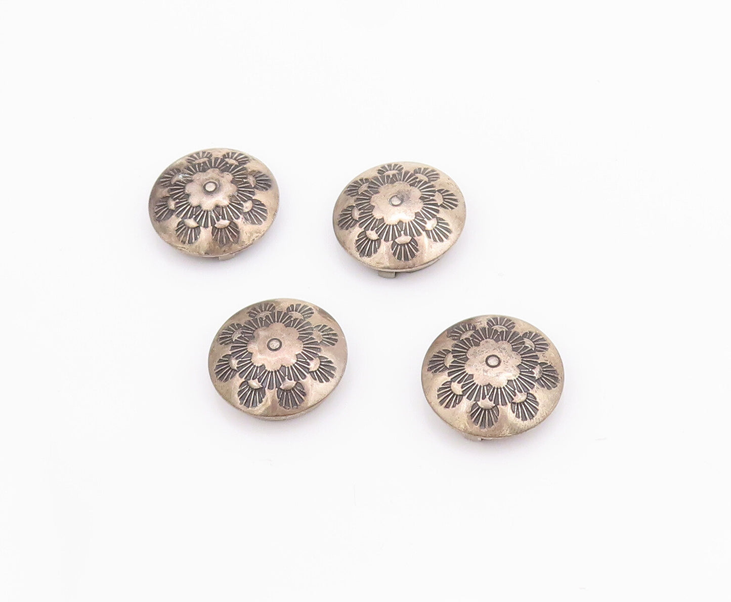 925 Sterling Silver Vintage Button Cover NAVAJO Trible Floral Etched  TR3748