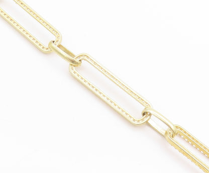 925 Sterling Silver Vintage Necklace Gold Plated CZ Paper Clips Design  NE4611