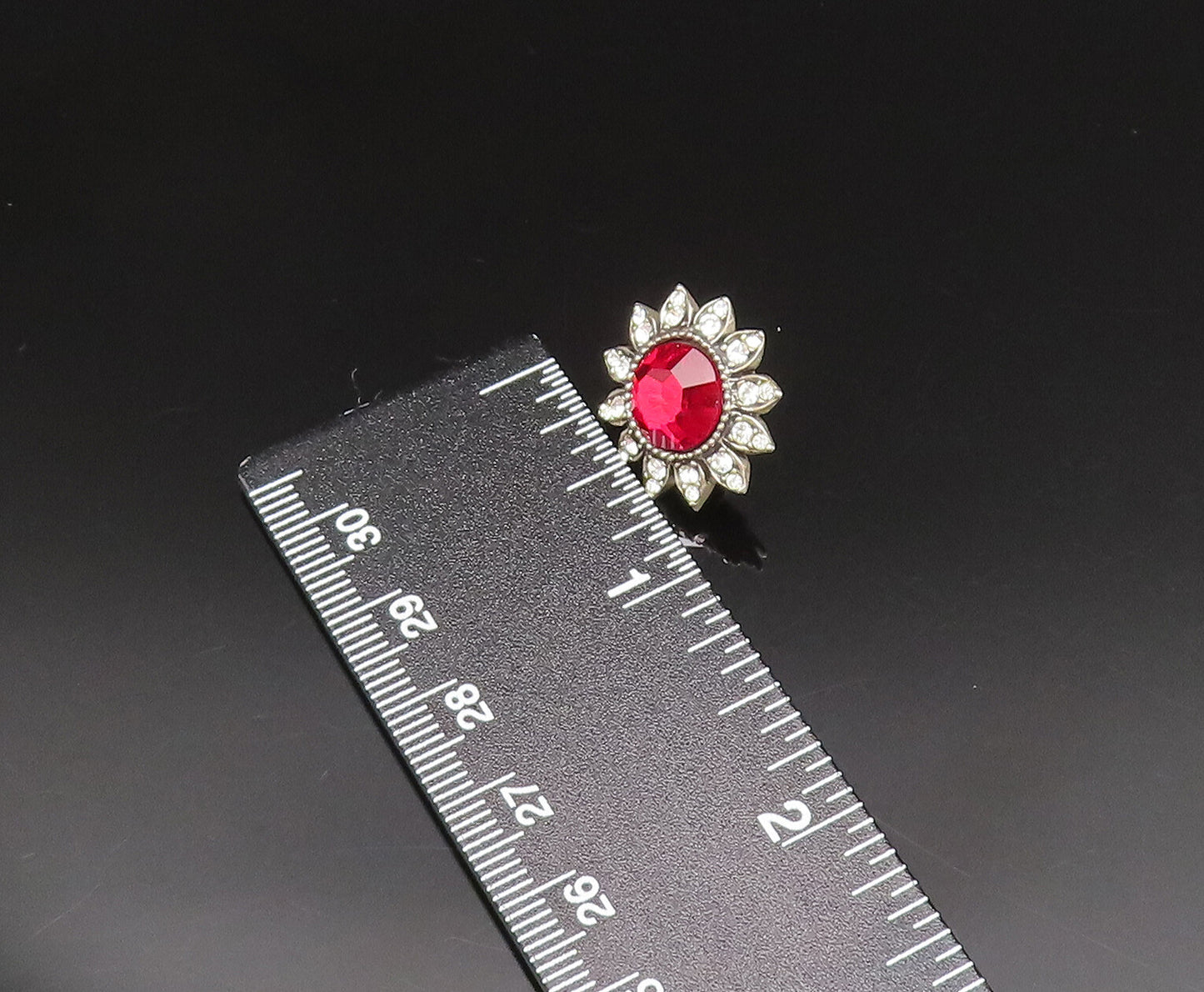 MMA 925 Silver  Vintage Antique Floral Rhinestones Stud Earrings  EG11938