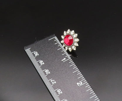 MMA 925 Silver  Vintage Antique Floral Rhinestones Stud Earrings  EG11938