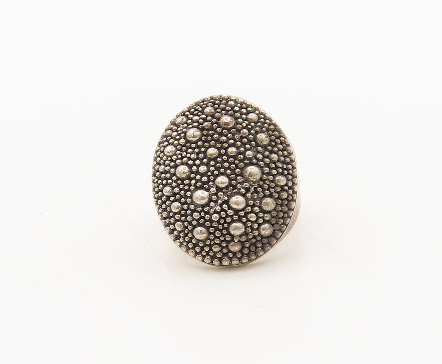 MICHAEL DAWKINS 925 Silver  Vintage Broad Solid Beaded Round Ring Sz 6 RG27515
