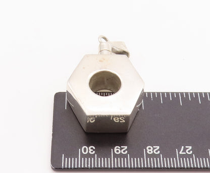 925 Sterling Silver Vintage Pendant MEXICO Cutout Bolt Bottle (OPENS)  PT23206