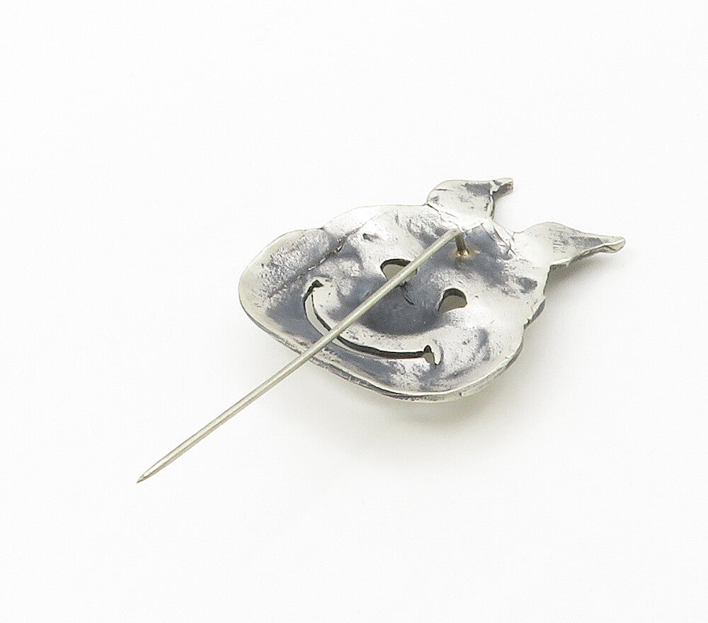 AVEDON 925 Sterling Silver  Vintage Shiny Pig's Face Motif Lapel Pin   TR2297