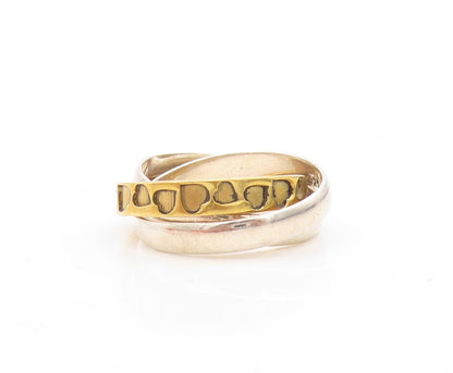 925 Sterling Silver Vintage Ring Gold Plated Heart Etched Rings  Sz 8  RG31658