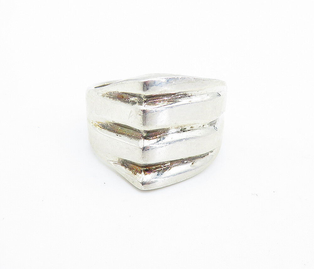 MEXICO 925 Sterling Silver  Vintage Shiny Pointed Dome Band Ring Sz 9  RG6388