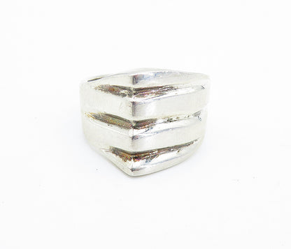 MEXICO 925 Sterling Silver  Vintage Shiny Pointed Dome Band Ring Sz 9  RG6388