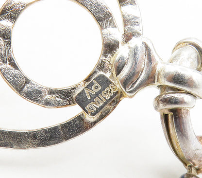 925 Sterling Silver  Vintage Hammered Open Circle Chain Bracelet  BT6116