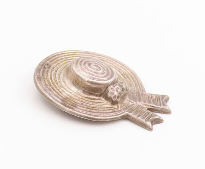 925 Sterling Silver Vintage Brooch MEXICO Etched Floral Hat With Ribbon  BP11816