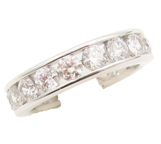 925 Sterling Silver Vintage Ring Minimalist Round Topaz 360 Band  Sz 7  RG29599