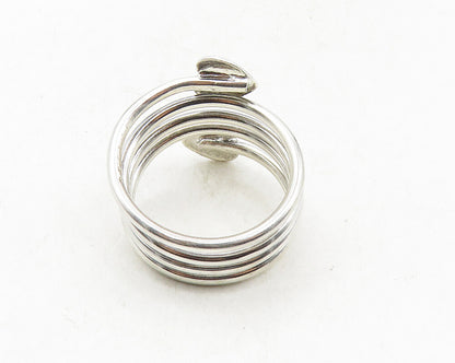 925 Sterling Silver  Shiny Polished Love Heart Bypass Band Ring Sz 10  RG9563