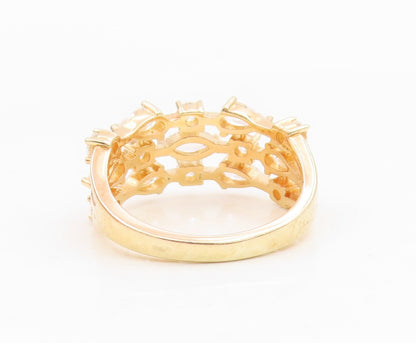 925 Sterling Silver Vintage Ring Gold Plated Multi Shape CZ  Band  Sz 8  RG34976