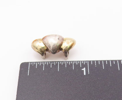 925 Sterling Silver  Vintage Shiny Two Tone Love Hearts Slide Pendant  PT16125