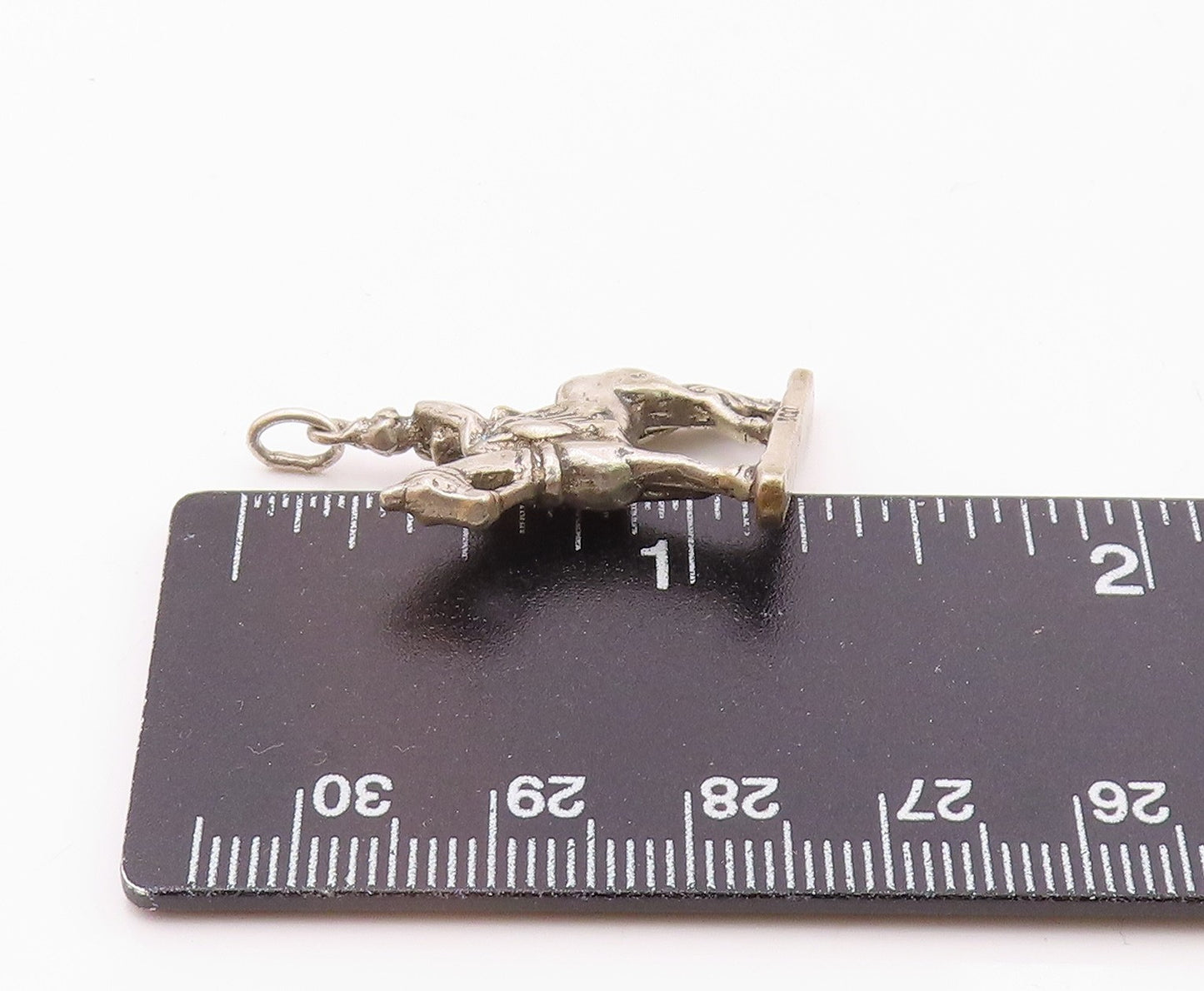 925 Sterling Silver  Vintage Shiny Woman On Horse Drop Pendant  PT17430