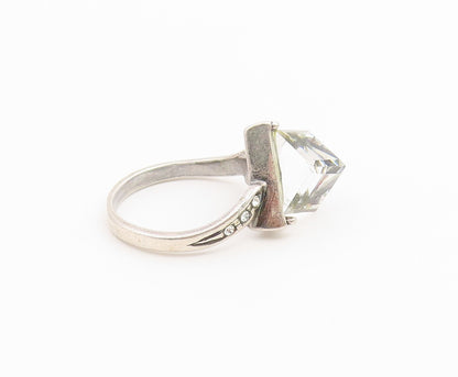 925 Sterling Silver Vintage Ring POLAND Angular Quartz Band  Sz 8  RG36730