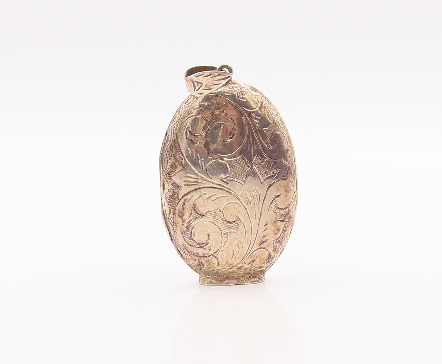 925 Sterling Silver Vintage Pendant Swirly Carved Oval Locket (OPENS)  PT23184