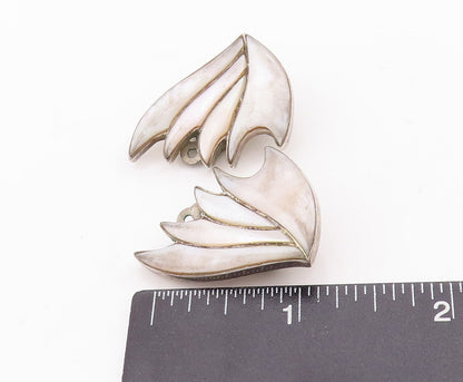 925 Sterling Silver Vintage Earrings Mother Of Pearls Cutout Wings  EG13101