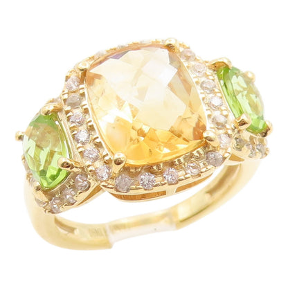 925 Sterling Silver Vintage Ring Real Diamonds & Gemstones  Sz 6.5  RG35614