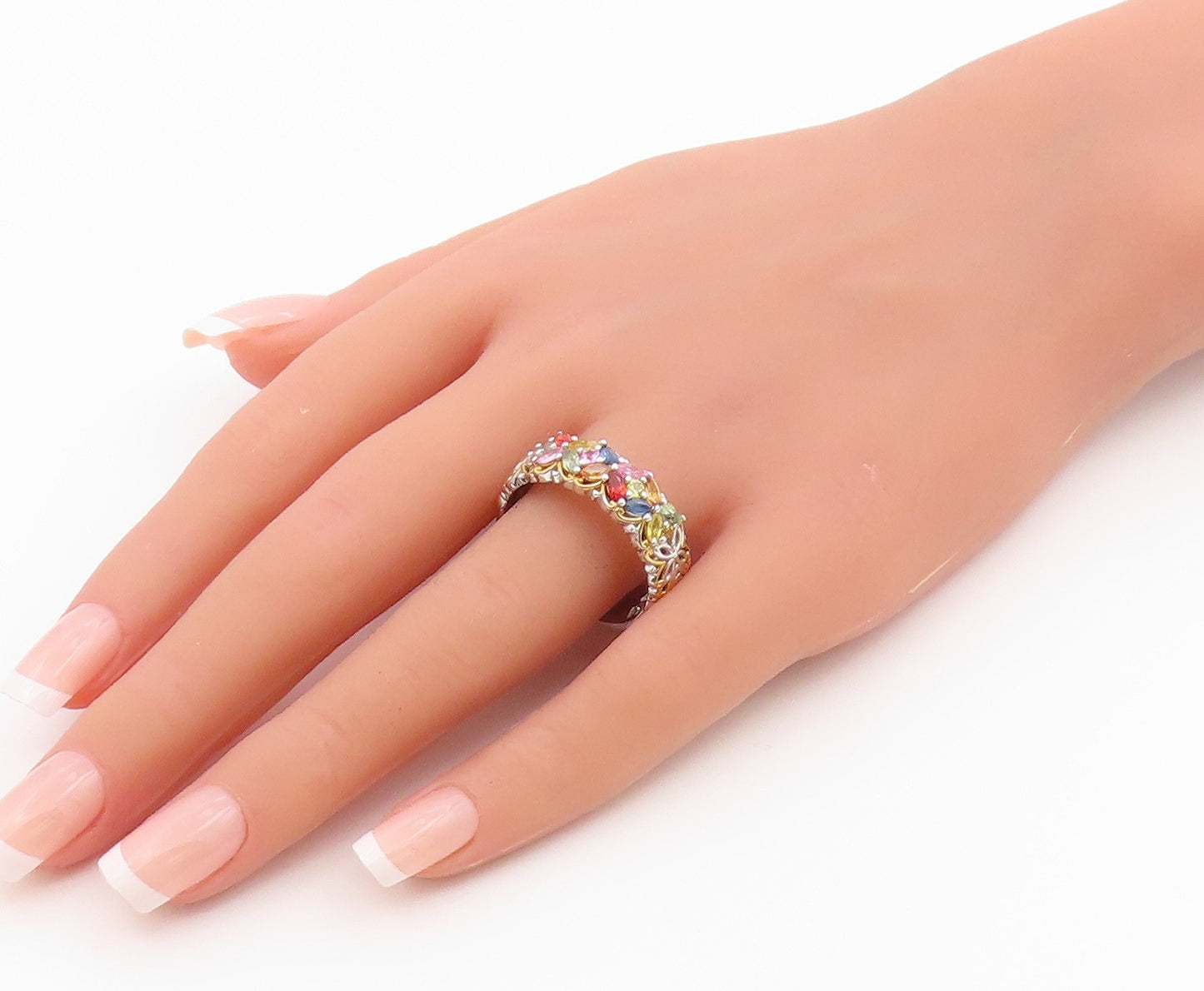 925 Sterling Silver Vintage Ring MICHAEL VALITUTTI Gemstone Band  Sz 12  RG36463