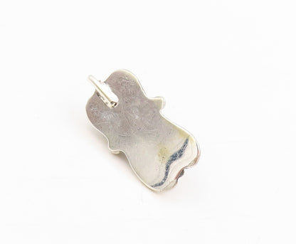925 Sterling Silver Vintage Pendant Blue Turquoise Bohemian Design Charm PT25292