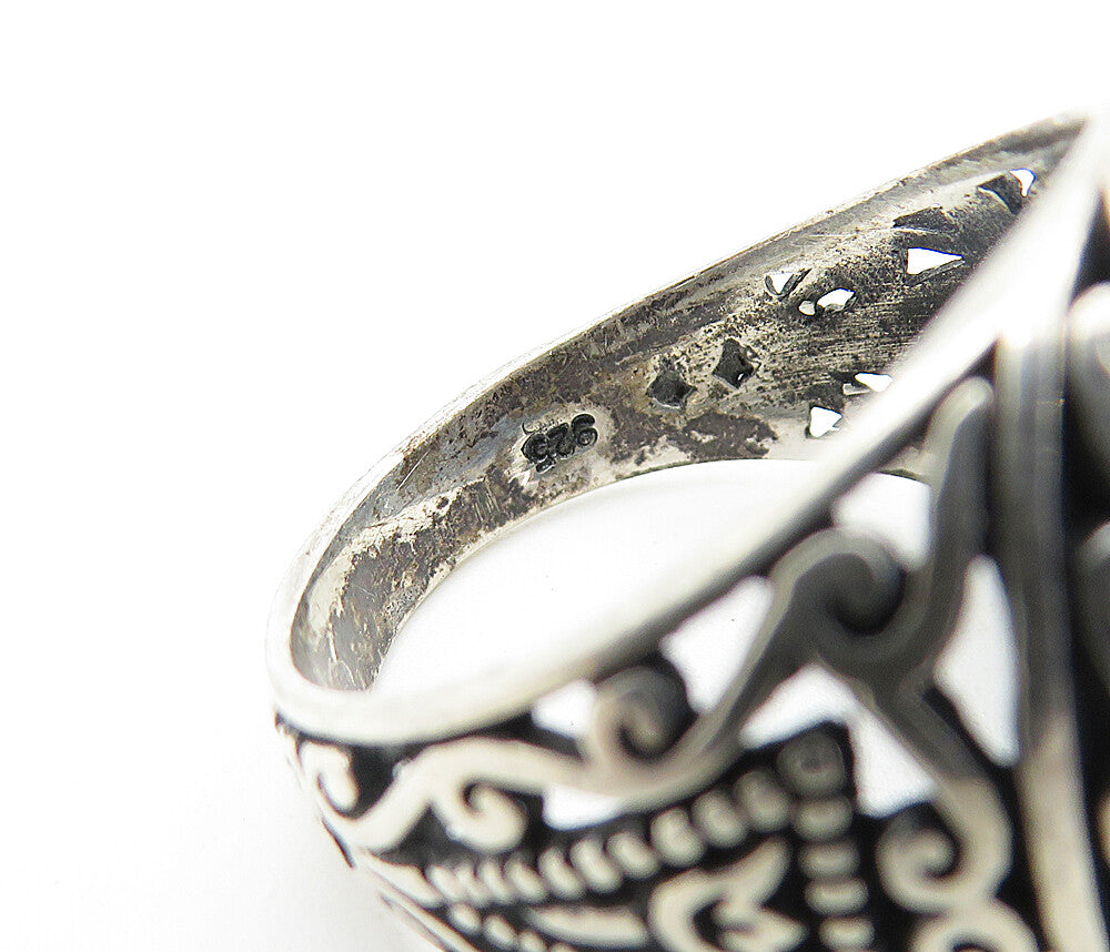 925 Sterling Silver Vintage Inlaid Tiger's Eye Dome Band Ring Sz 10.5 RG7362