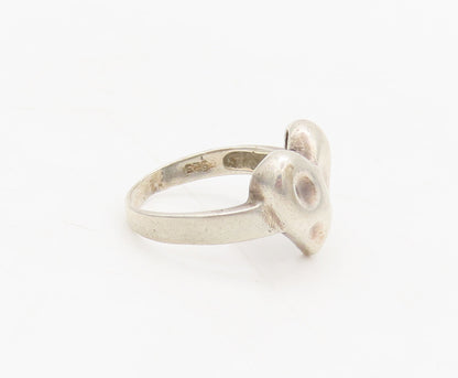 925 Sterling Silver Vintage Ring Designer Dented Puffed Heart Sz 7  RG27687
