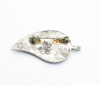 MEXICO 925 Sterling Silver  Vintage Abalone Single Leaf Brooch Pin  BP2802
