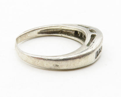 925 Sterling Silver  Vintage Petite White Topaz Dome Band Ring Sz 5.5  RG13682