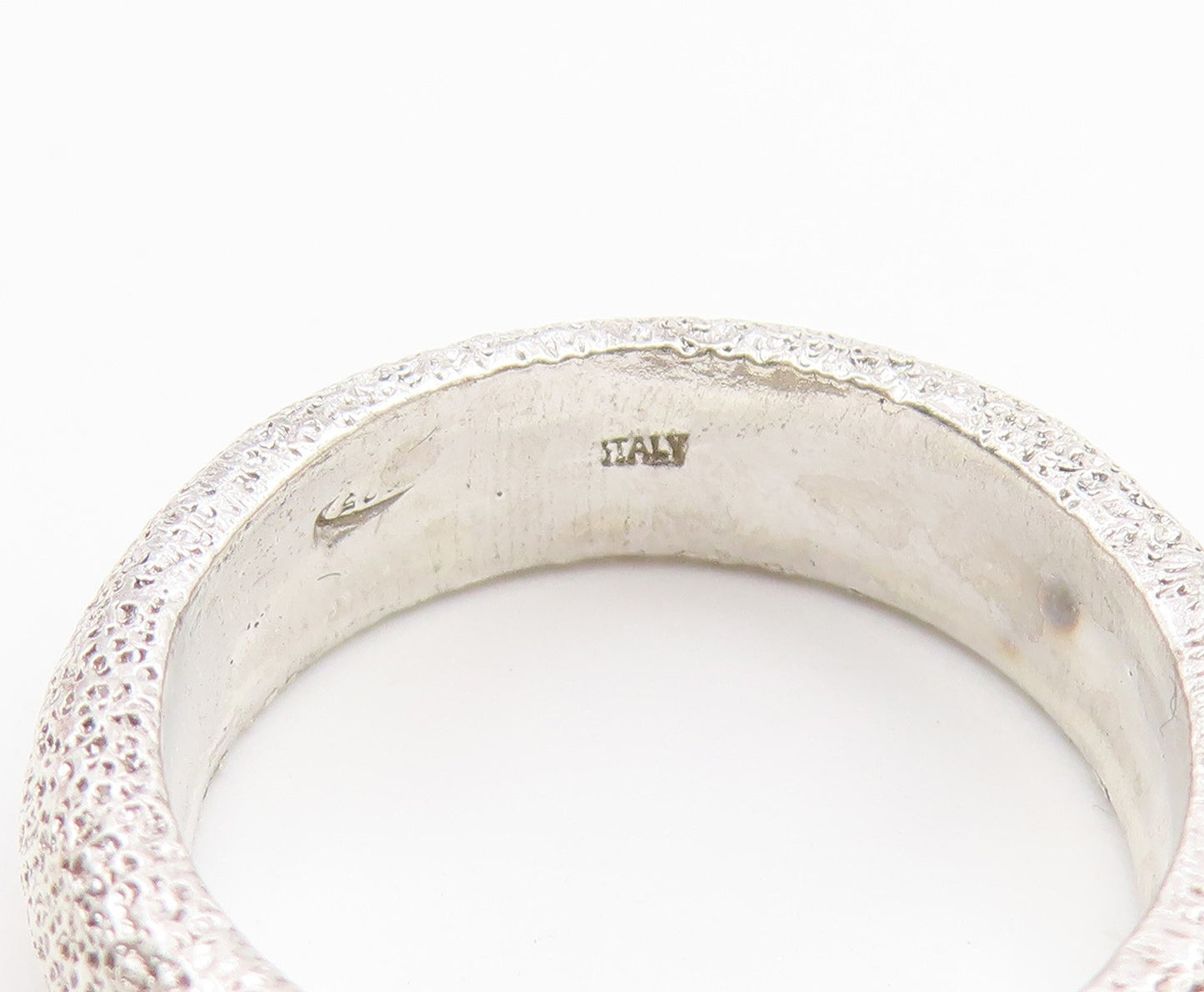 925 Sterling Silver Vintage Ring Modernist Textured Dome Band  Sz 7  RG36904