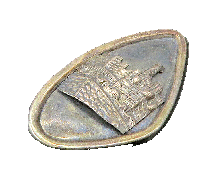ISRAEL 925 Sterling Silver  Vintage Oxidized Old City Brooch Pin  BP8832