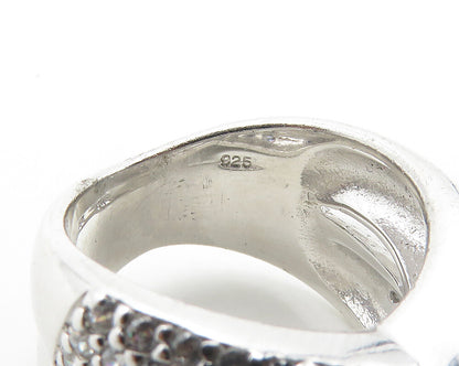 925 Sterling Silver Vintage Cubic Zirconia Crossed Band Ring Sz 8  RG19409