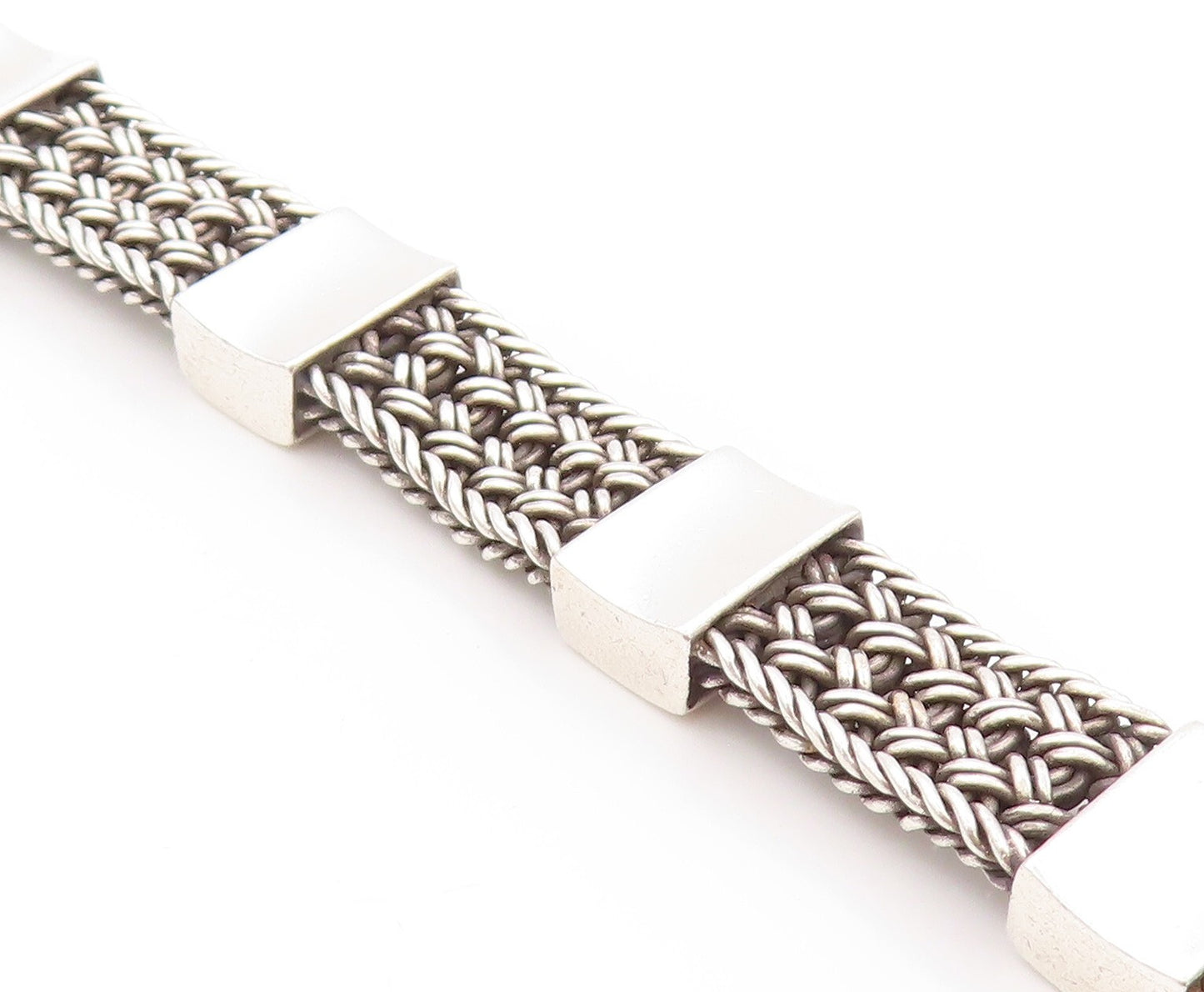 925 Sterling Silver Vintage Bracelet LOIS HILL Dark Tone Carved Chain  BT11175